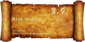 Nick Irén névjegykártya